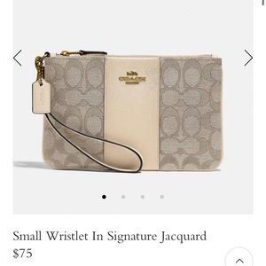Coach Wristlet in Beige & White